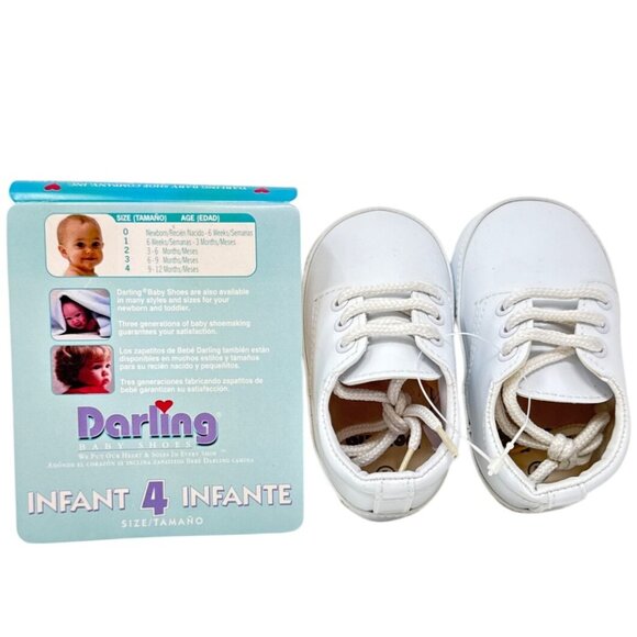 Infant Darling White Patent Leather Baby Shoes Size 4 With Soft Sole - Picture 5 of 6